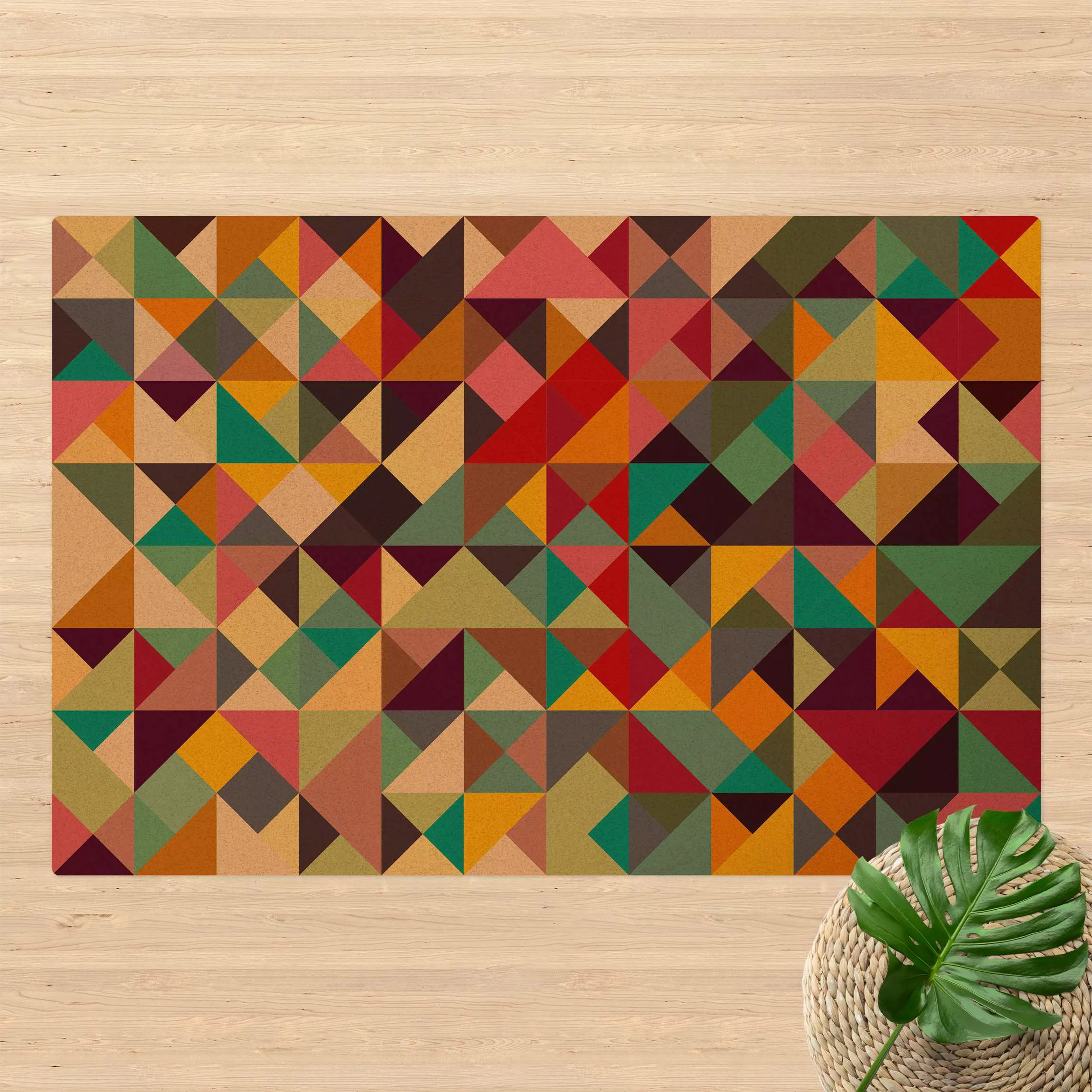 Kork-Teppich Colorful Geometry günstig online kaufen