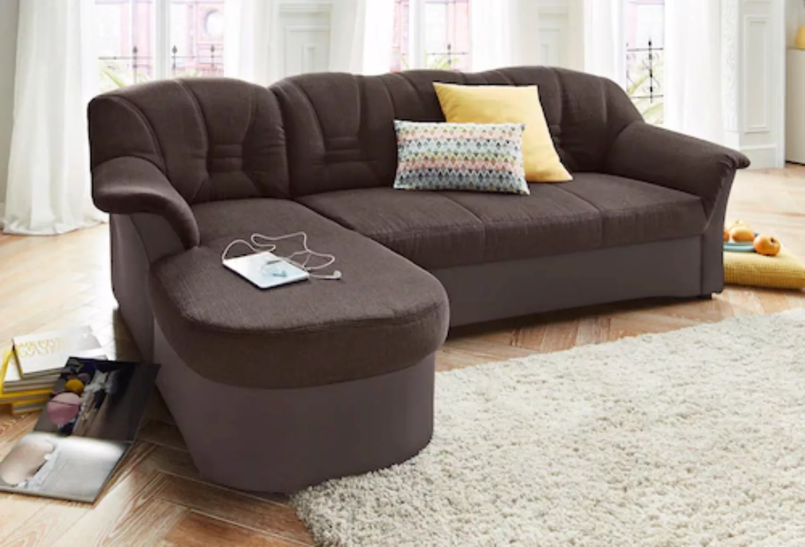 DOMO collection Ecksofa "Elva L-Form", wahlweise mit Bettfunktion und Feder günstig online kaufen