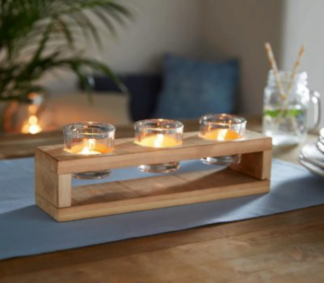 HOME Living Kerzenhalter SPAR-SET 2x Wood Kerzenständer natur günstig online kaufen