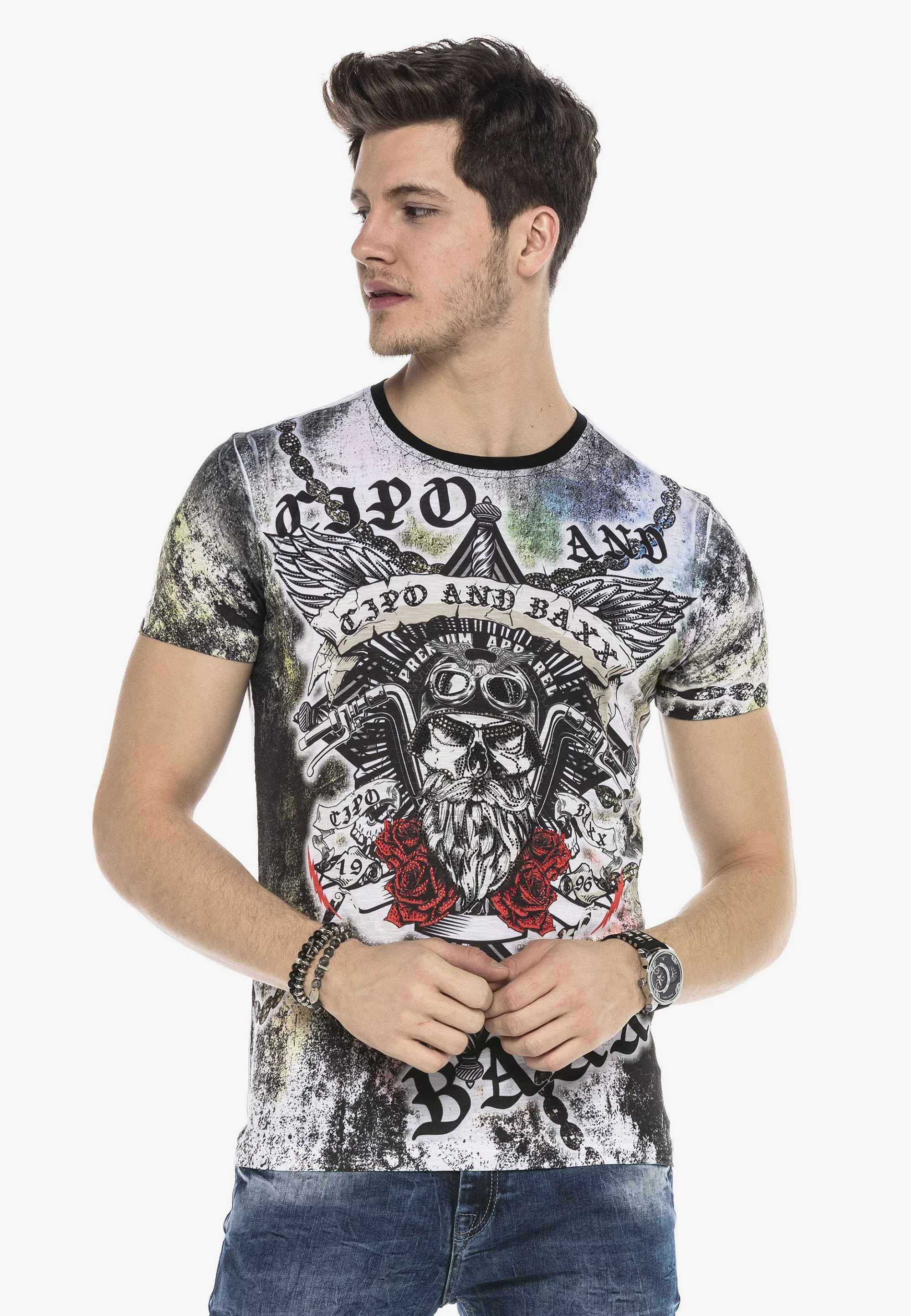 Cipo & Baxx T-Shirt, mit grafischem Allover-Print günstig online kaufen