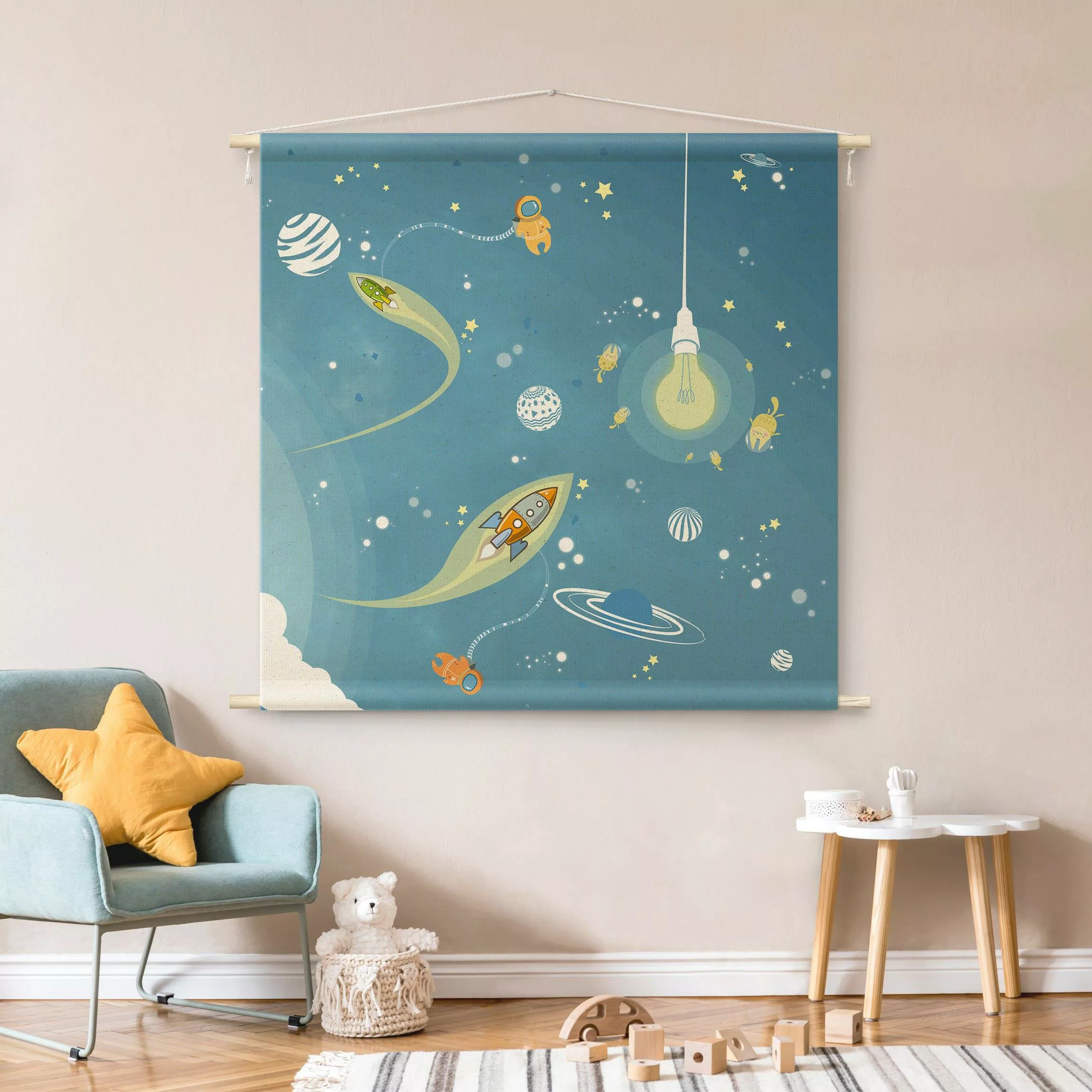 Wandteppich No.MW16 Buntes Weltraumtreiben günstig online kaufen