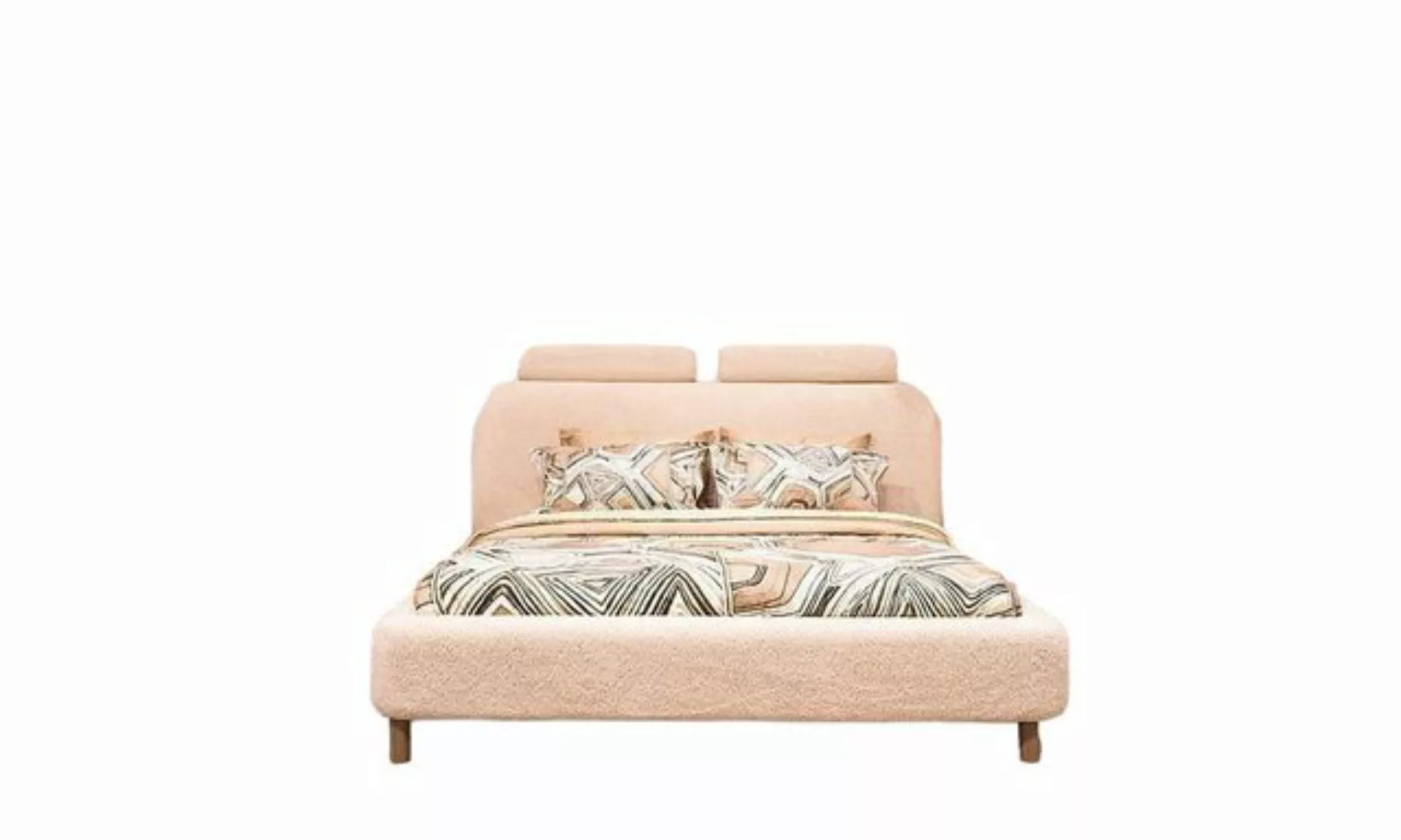 JVmoebel Bett Beiges Doppelbett Luxuriöses Schlafzimmer Bett Polster Möbel günstig online kaufen