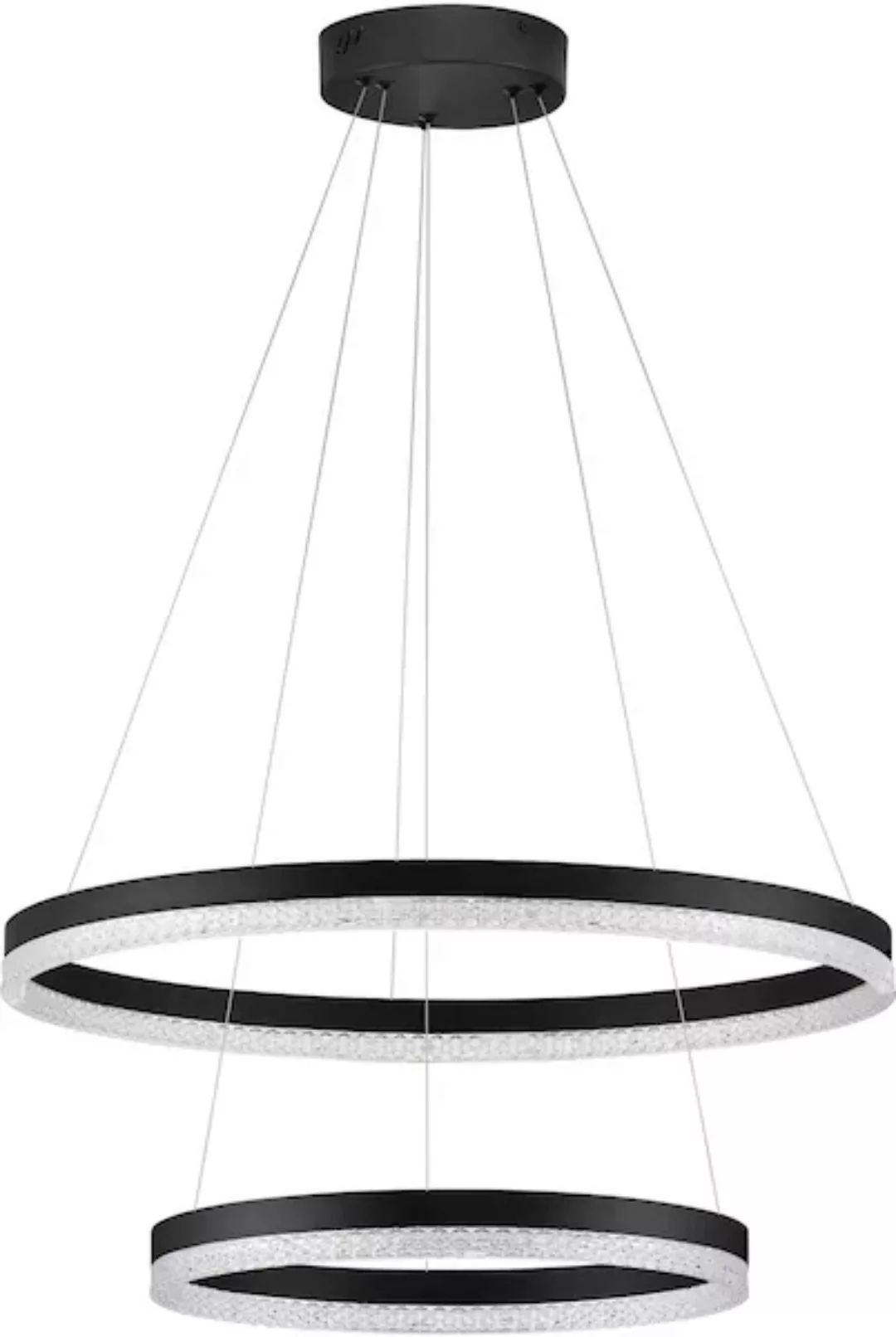 LED Pendelleuchte Adria in Schwarz und Transparent 2x 26W 5684lm günstig online kaufen