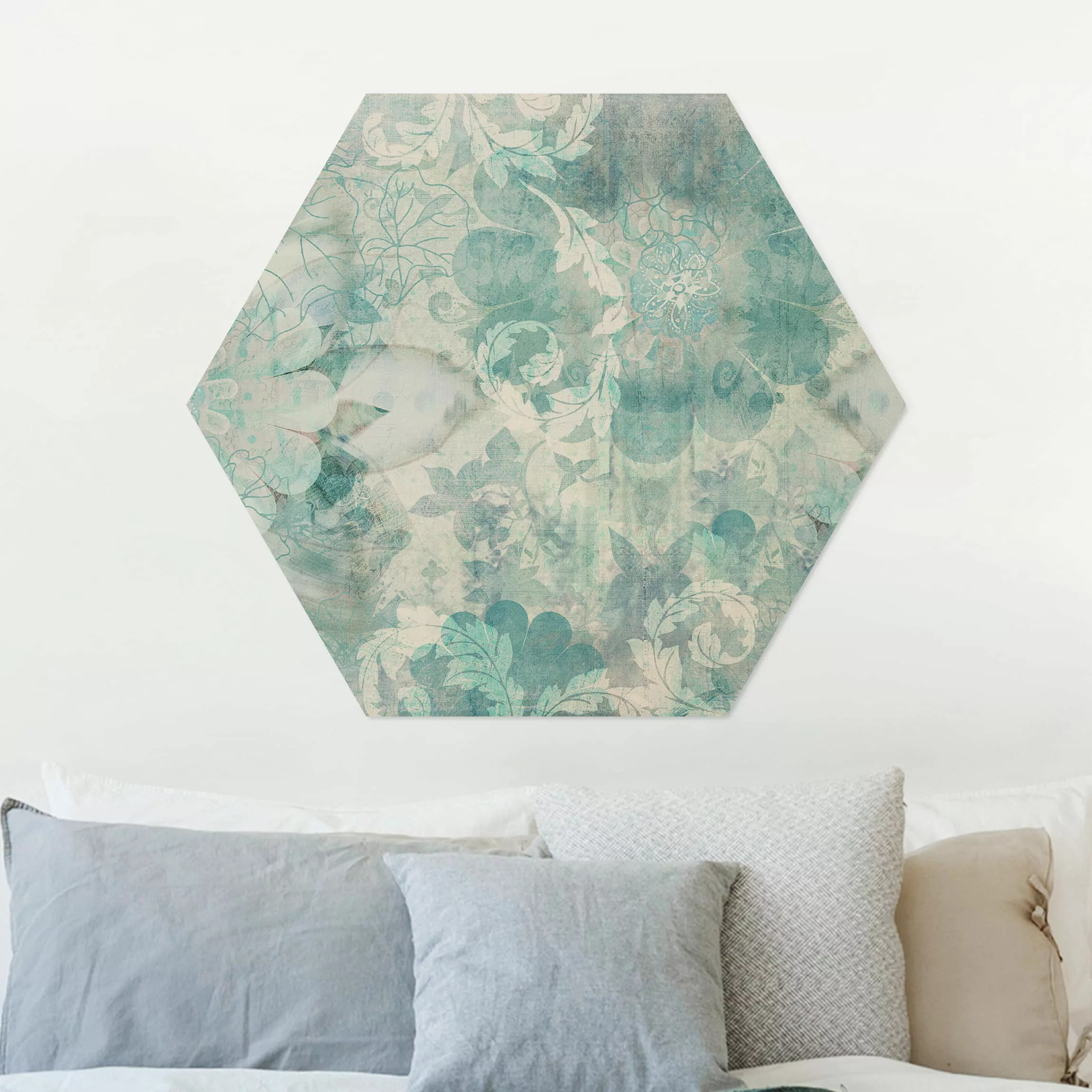 Hexagon-Alu-Dibond Bild Eisblumen günstig online kaufen