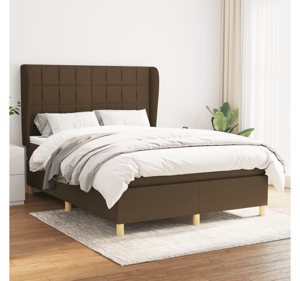 vidaXL Boxspringbett Boxspringbett mit Matratze Dunkelbraun 140x200 cm Stof günstig online kaufen