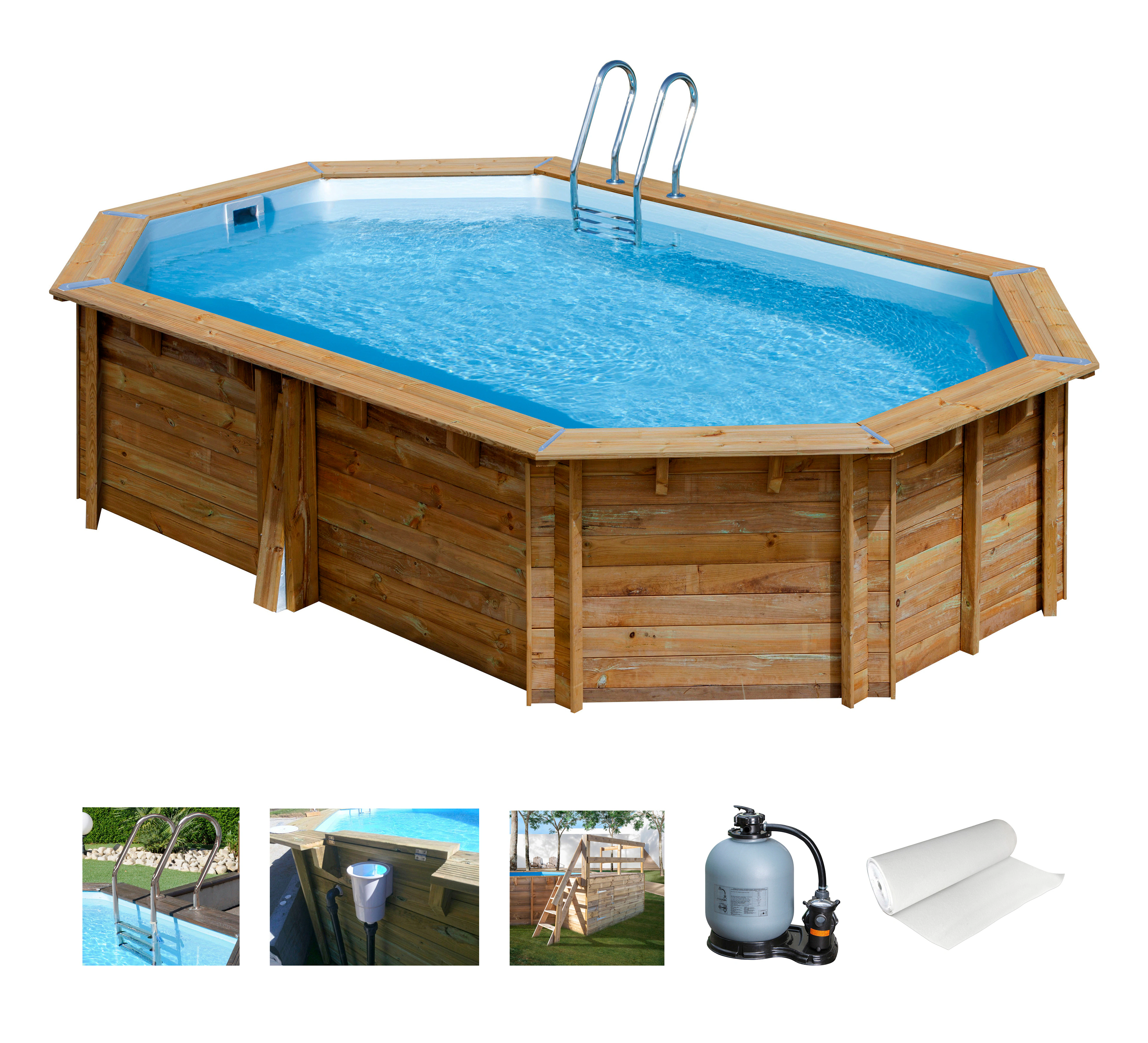 Gre Achteckpool "SAFRAN 2 mit Sonnendeck und Geländer", (Set, 10 tlg.), Kie günstig online kaufen