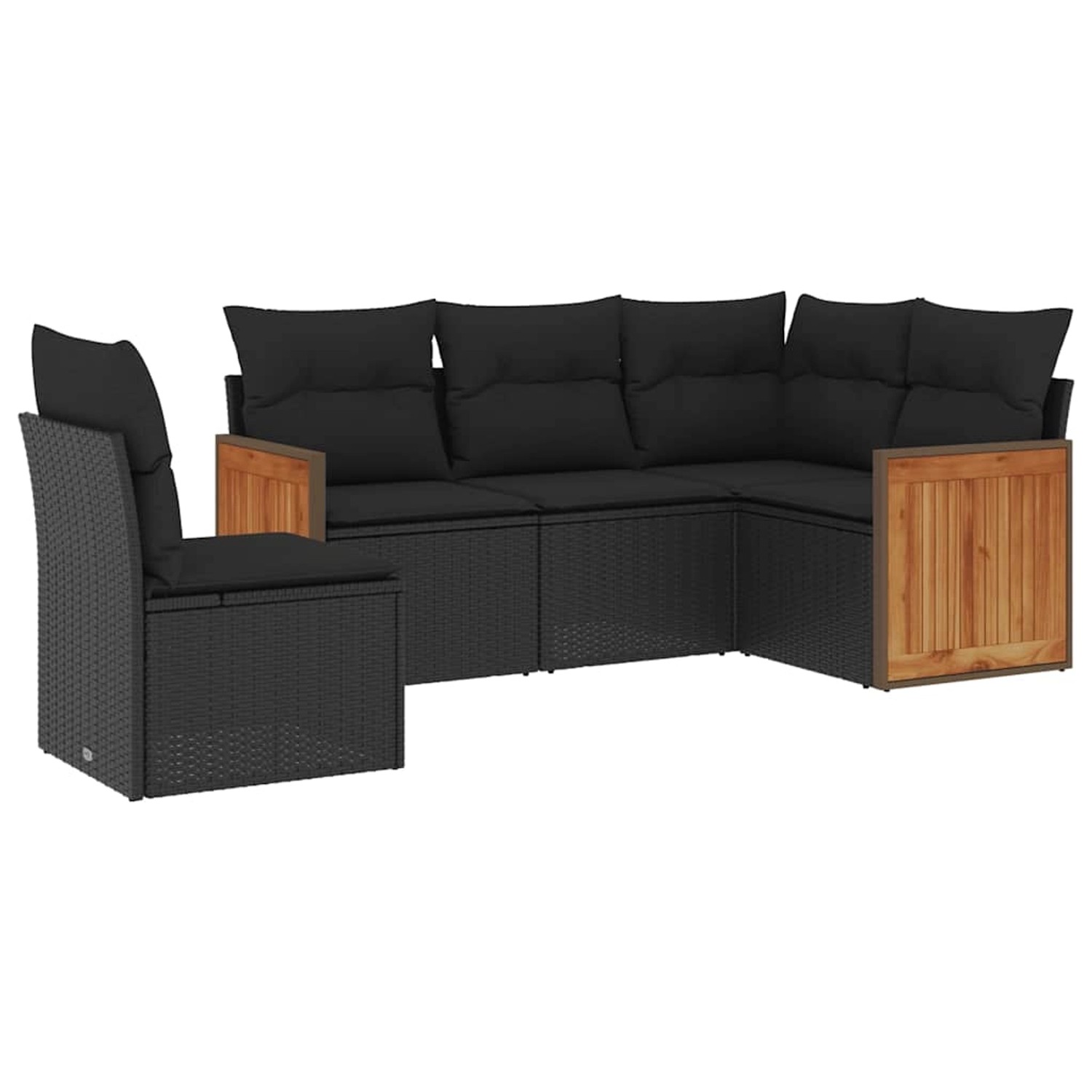 vidaXL 5-Tlg Garten-Sofagarnitur mit Kissen Schwarz Poly Rattan 3260053 günstig online kaufen