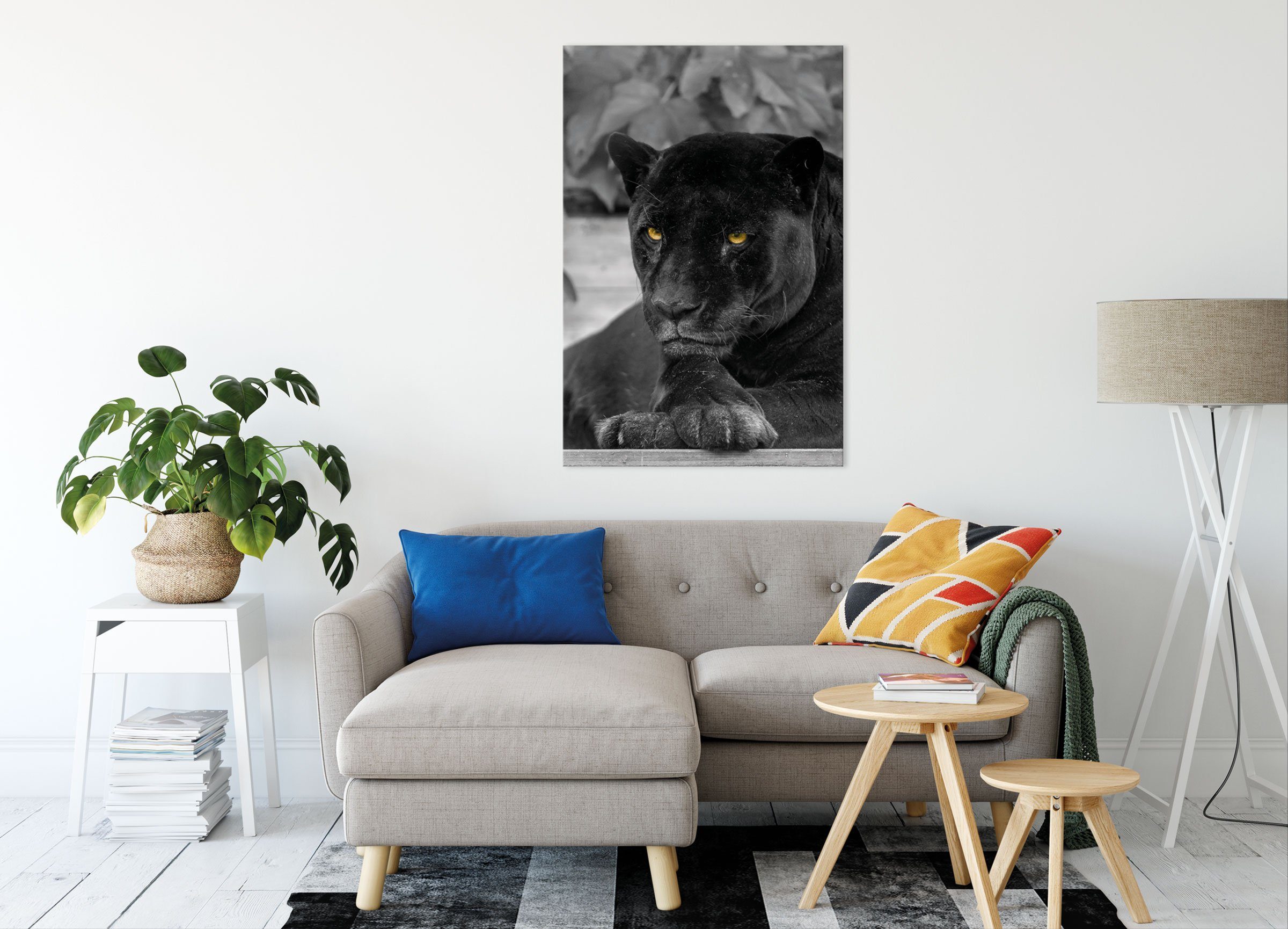 Pixxprint Leinwandbild schwarzer Panther, schwarzer Panther günstig online kaufen