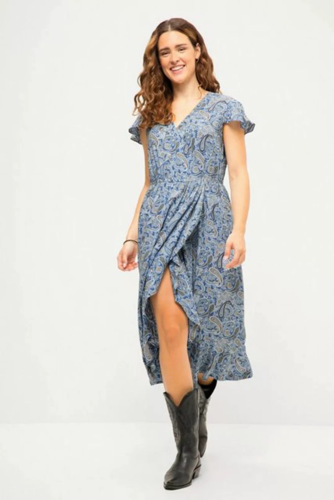 Studio Untold Sommerkleid Midikleid A-Line Paisley Print V-Ausschnitt günstig online kaufen