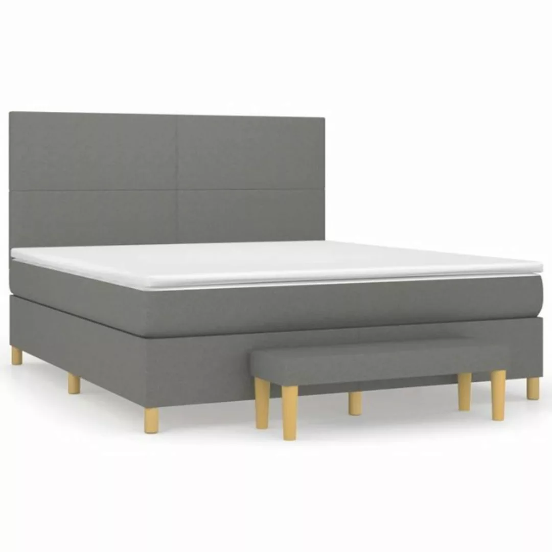 vidaXL Boxspringbett Boxspringbett mit Matratze Dunkelgrau 180x200 cm Stoff günstig online kaufen