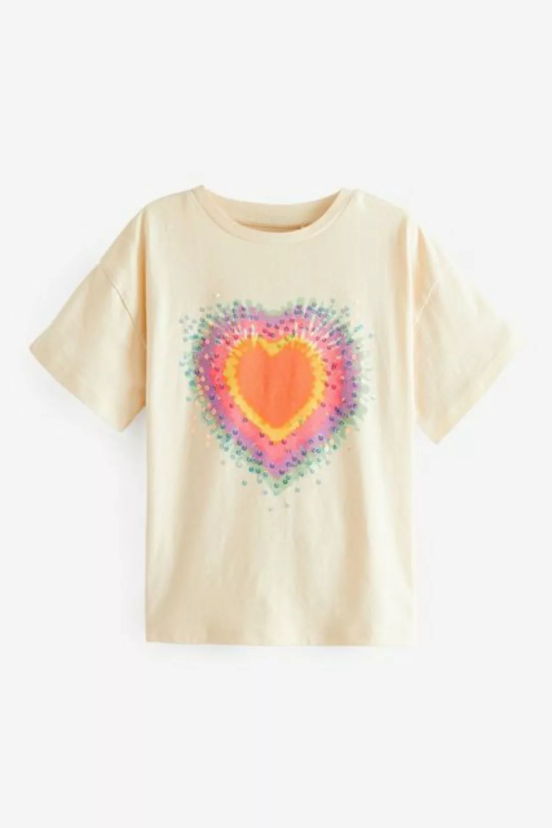 Next T-Shirt T-Shirt mit Batikmuster und Paillettenherz (1-tlg) günstig online kaufen