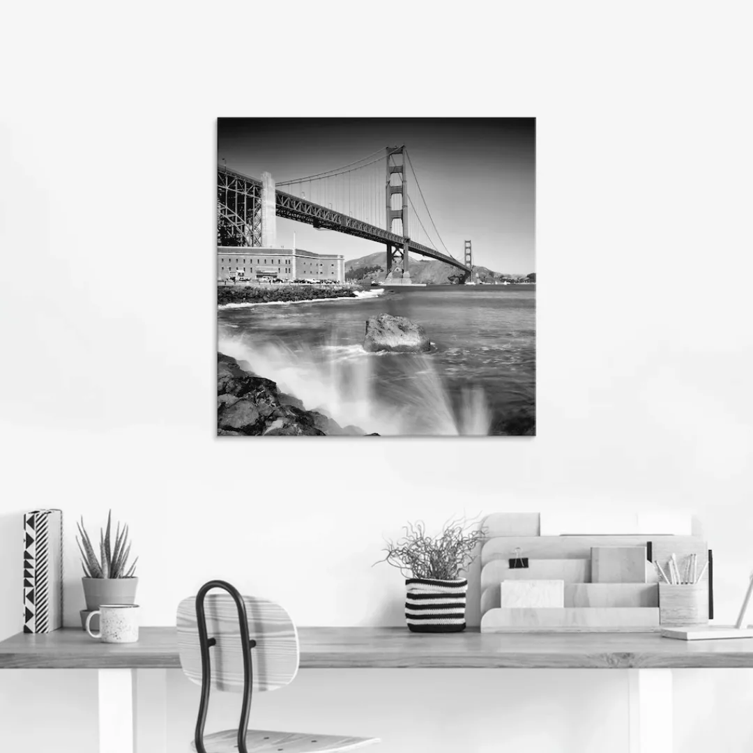 Artland Glasbild »Golden Gate Bridge mit Brandung«, Amerika, (1 St.) günstig online kaufen
