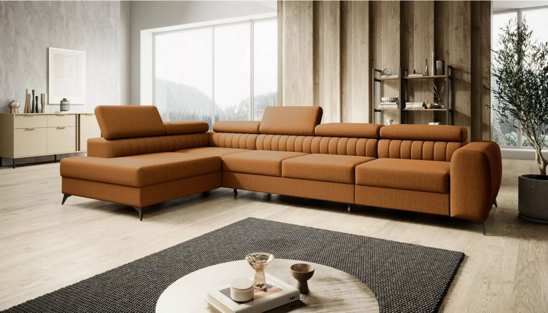 Fun Möbel Ecksofa Schlafsofa Sofa FARGO MAX in Stoff Vogue Ottomane Rechts günstig online kaufen