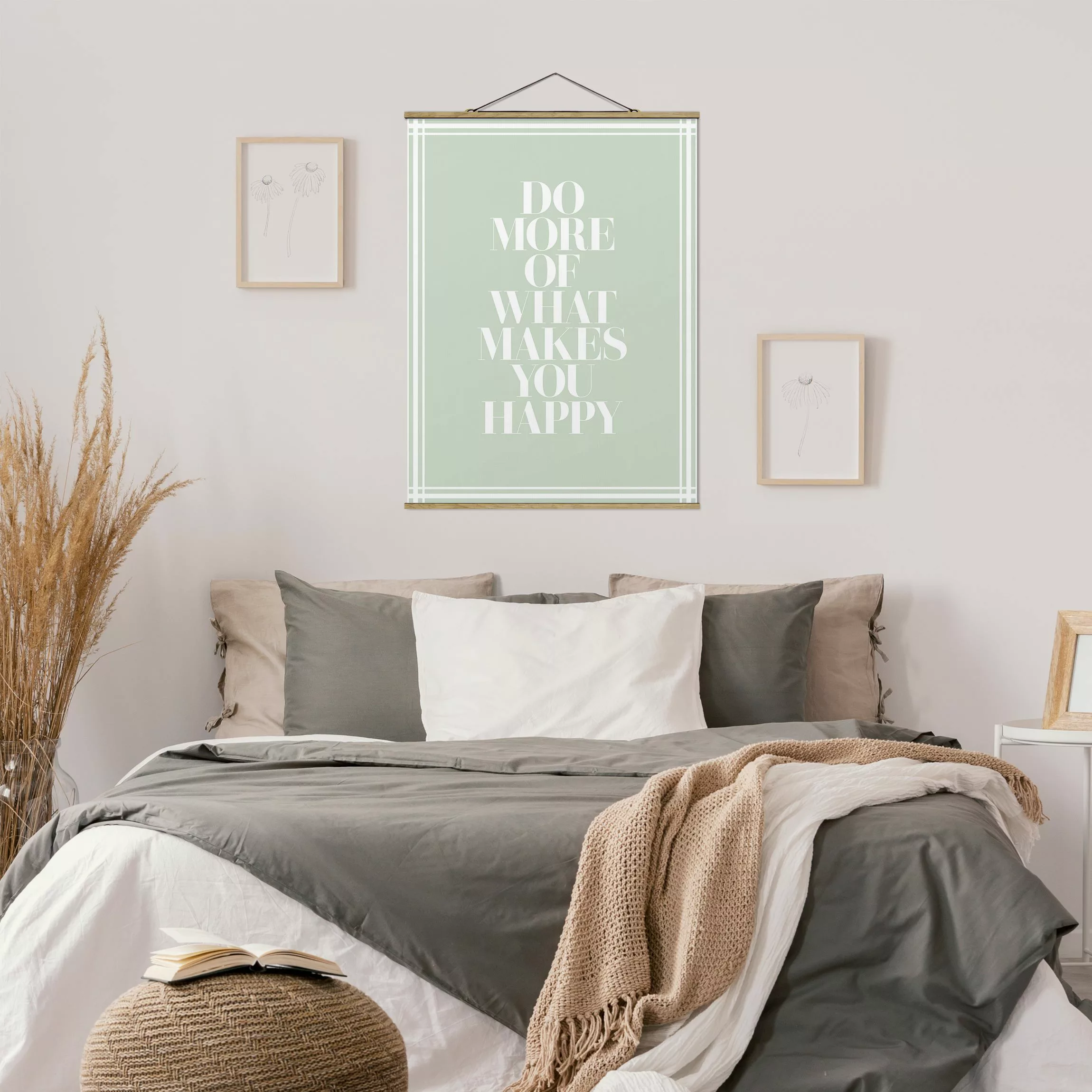 Stoffbild mit Posterleisten Do more of what makes you happy mit Rahmen günstig online kaufen