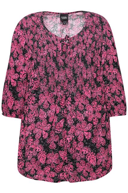 Ulla Popken Tunika Smokbluse floraler Druck Rundhals 3/4-Arm günstig online kaufen