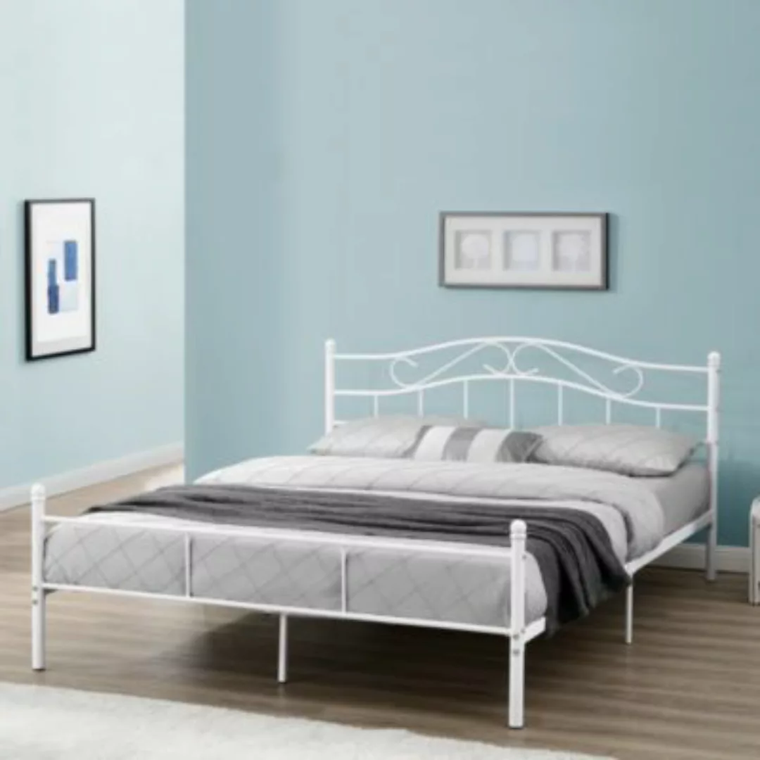 en.casa Metallbett, »Damur« Bett 200 x 180 cm weiß, matt günstig online kaufen