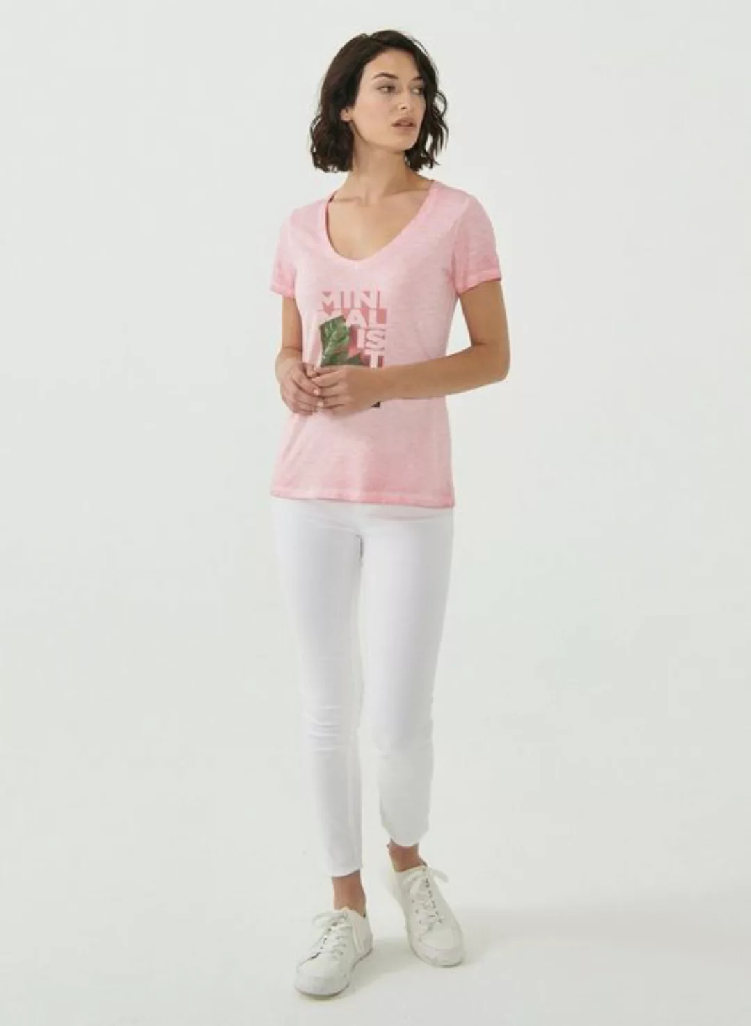 ORGANICATION T-Shirt Women's Garment Dyed Printed T-Shirt in Carnation Pink günstig online kaufen