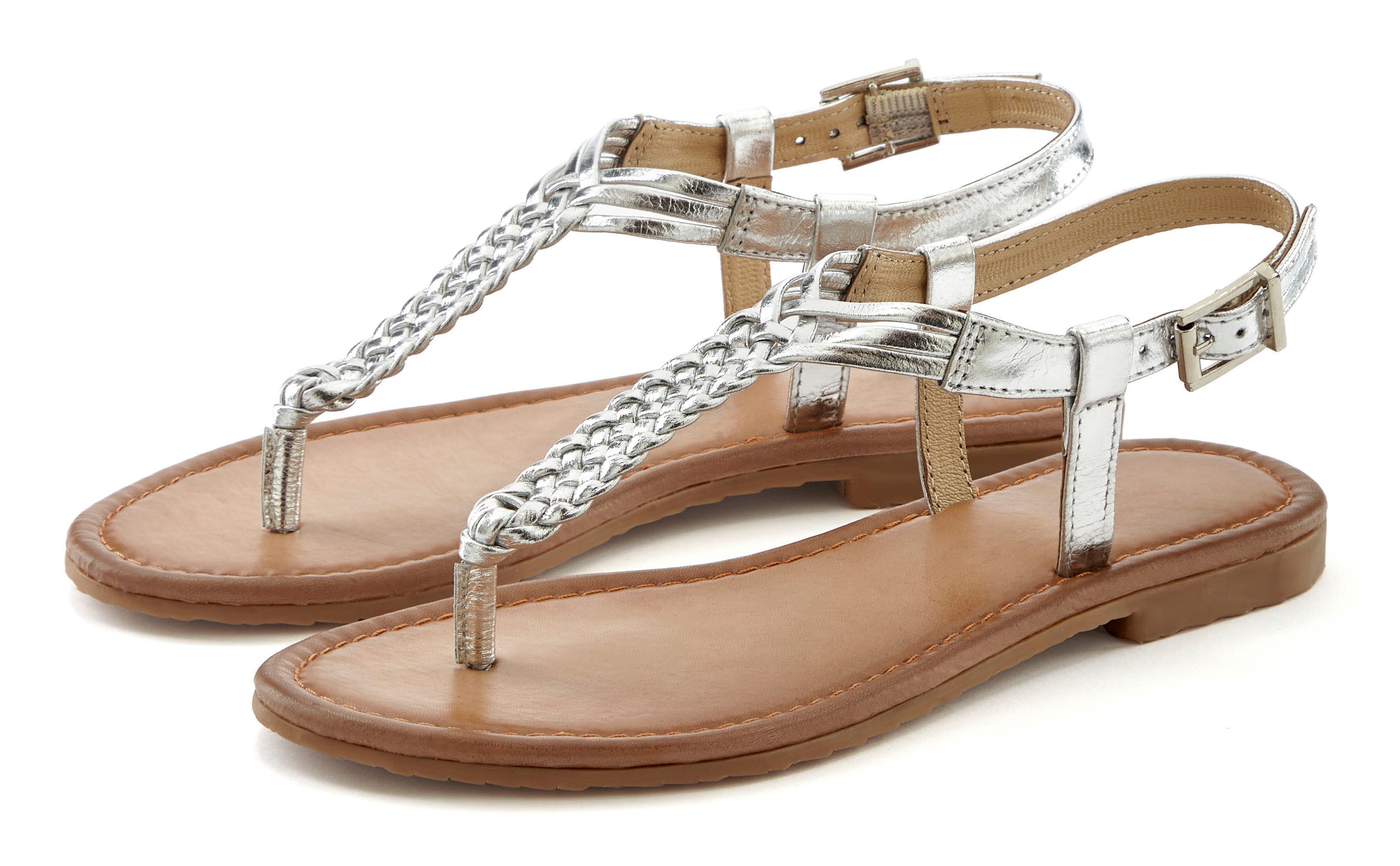 Vivance Zehentrenner, Sandalette, Sommerschuh,Sandale aus Leder mit Flecht- günstig online kaufen