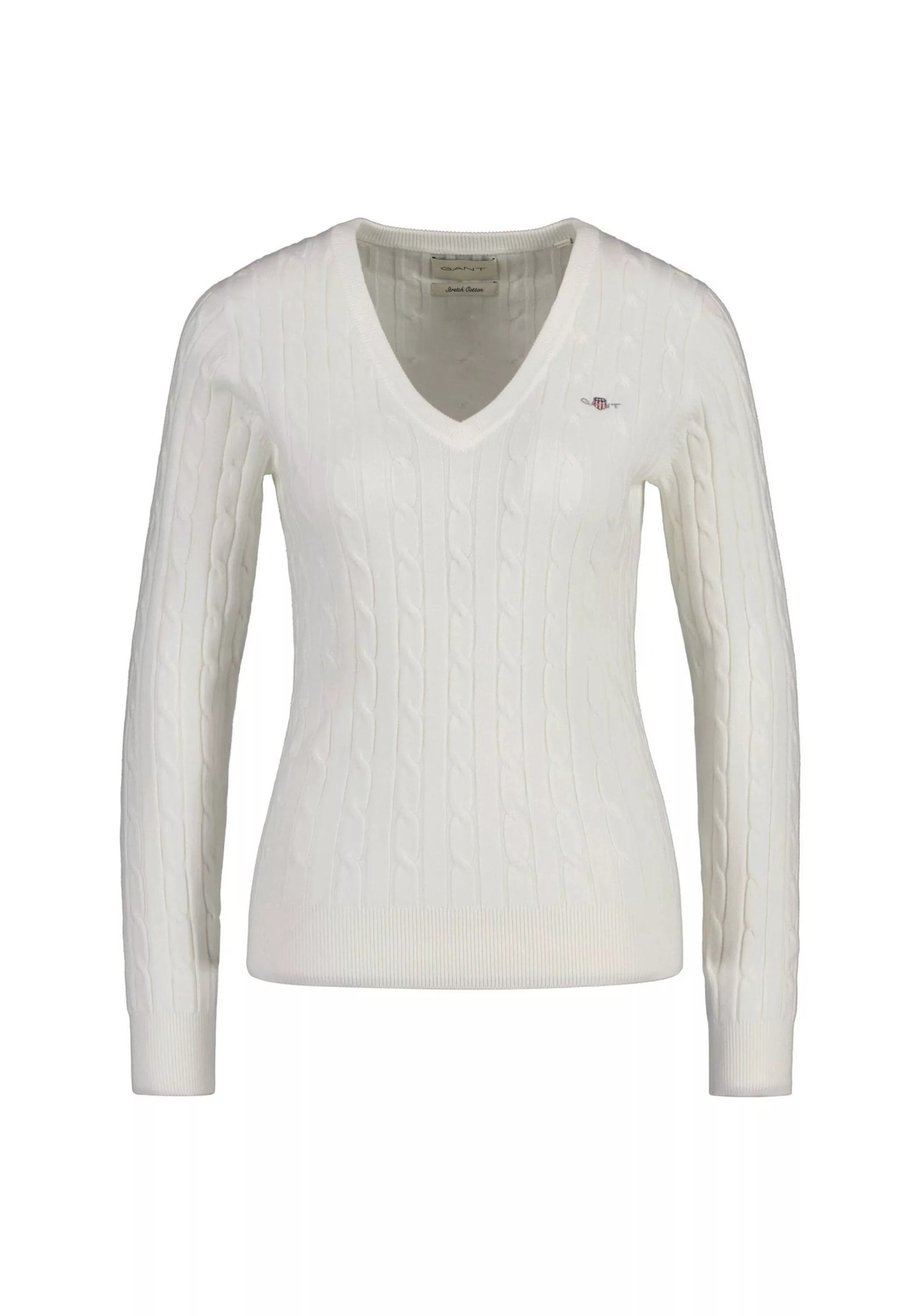 Gant Sweater "Strickpullover STRETCH COTTON CABLE V-NECK" günstig online kaufen