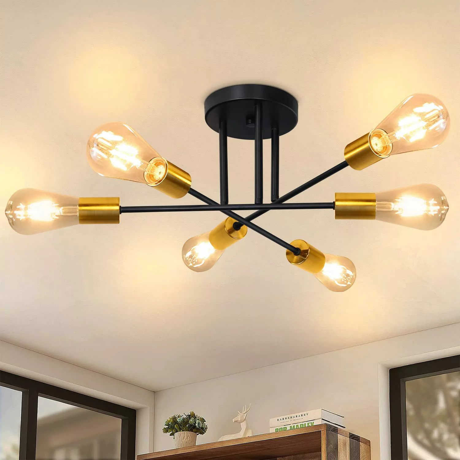 Nettlife Deckenleuchte 6 Flammig Gold E27 günstig online kaufen