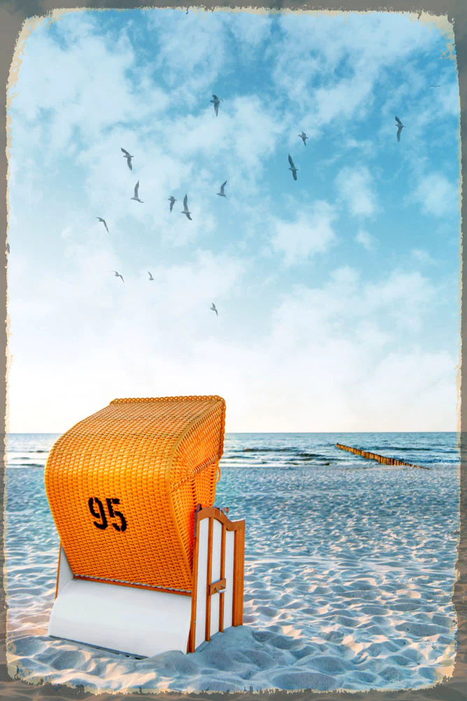 queence Metallbild "Strandkorb", Strand-Strand-Tiere, (1 St.), Stahlschild, günstig online kaufen