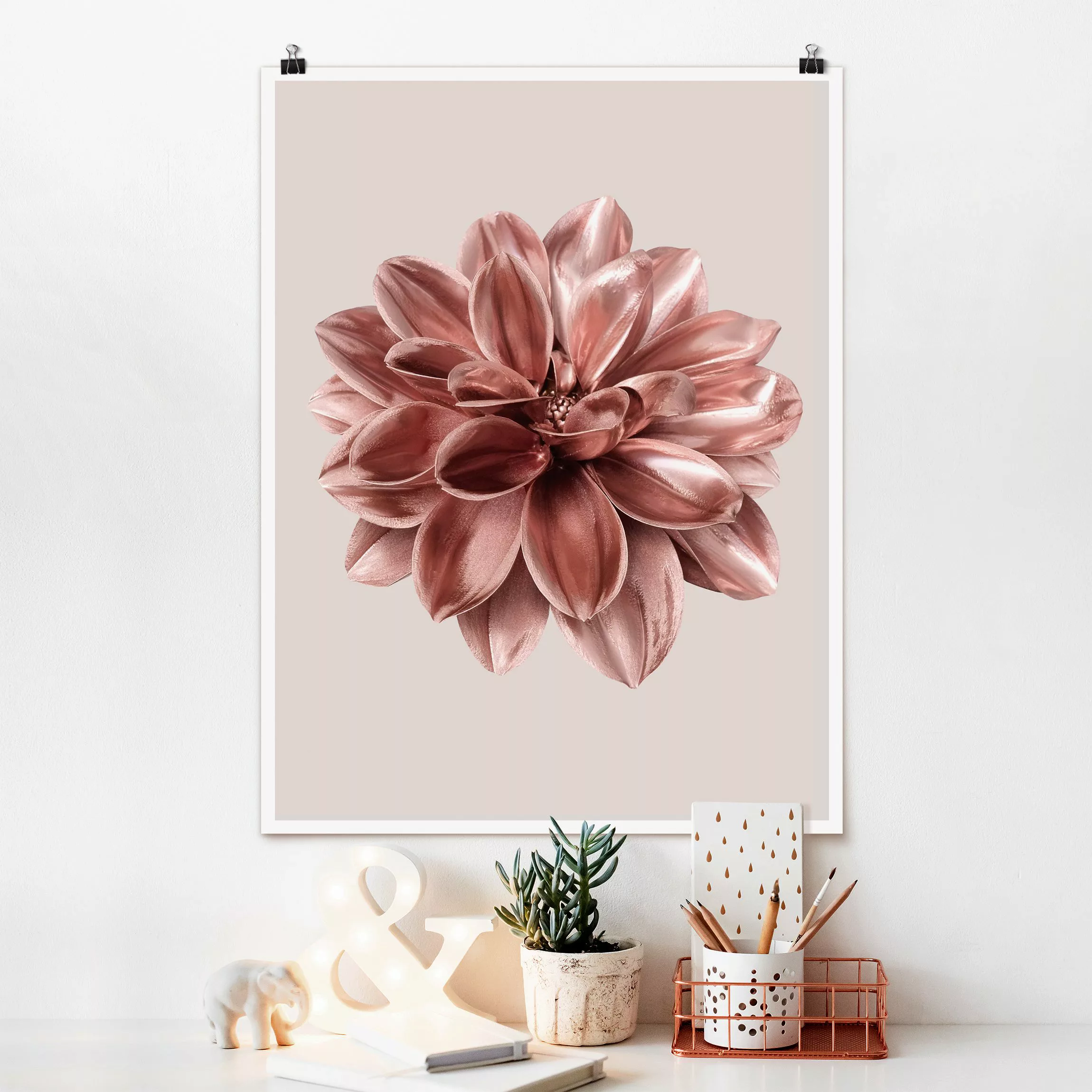 Poster Fotografie Dahlie Blume Rosegold Metallic günstig online kaufen