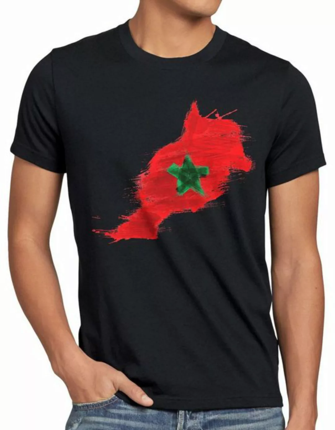 style3 T-Shirt Flagge Marokko Fußball Sport Morocco WM EM Fahne günstig online kaufen