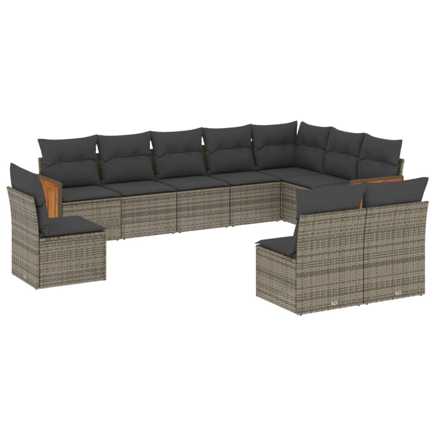 vidaXL 10-Tlg Garten-Sofagarnitur mit Kissen Grau Poly Rattan 3227754 günstig online kaufen
