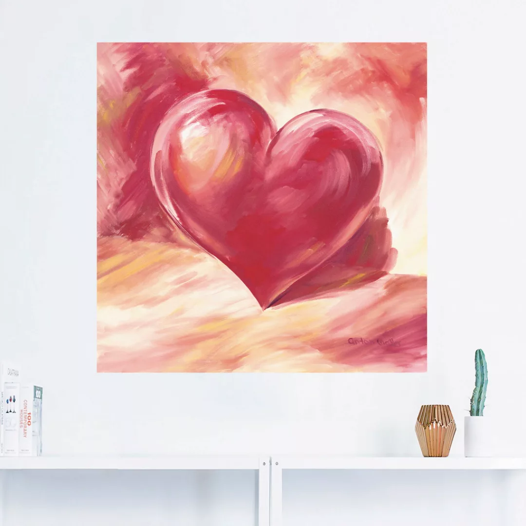 Artland Wandbild »Rosa/rotes Herz«, Herzen, (1 St.), als Alubild, Outdoorbi günstig online kaufen