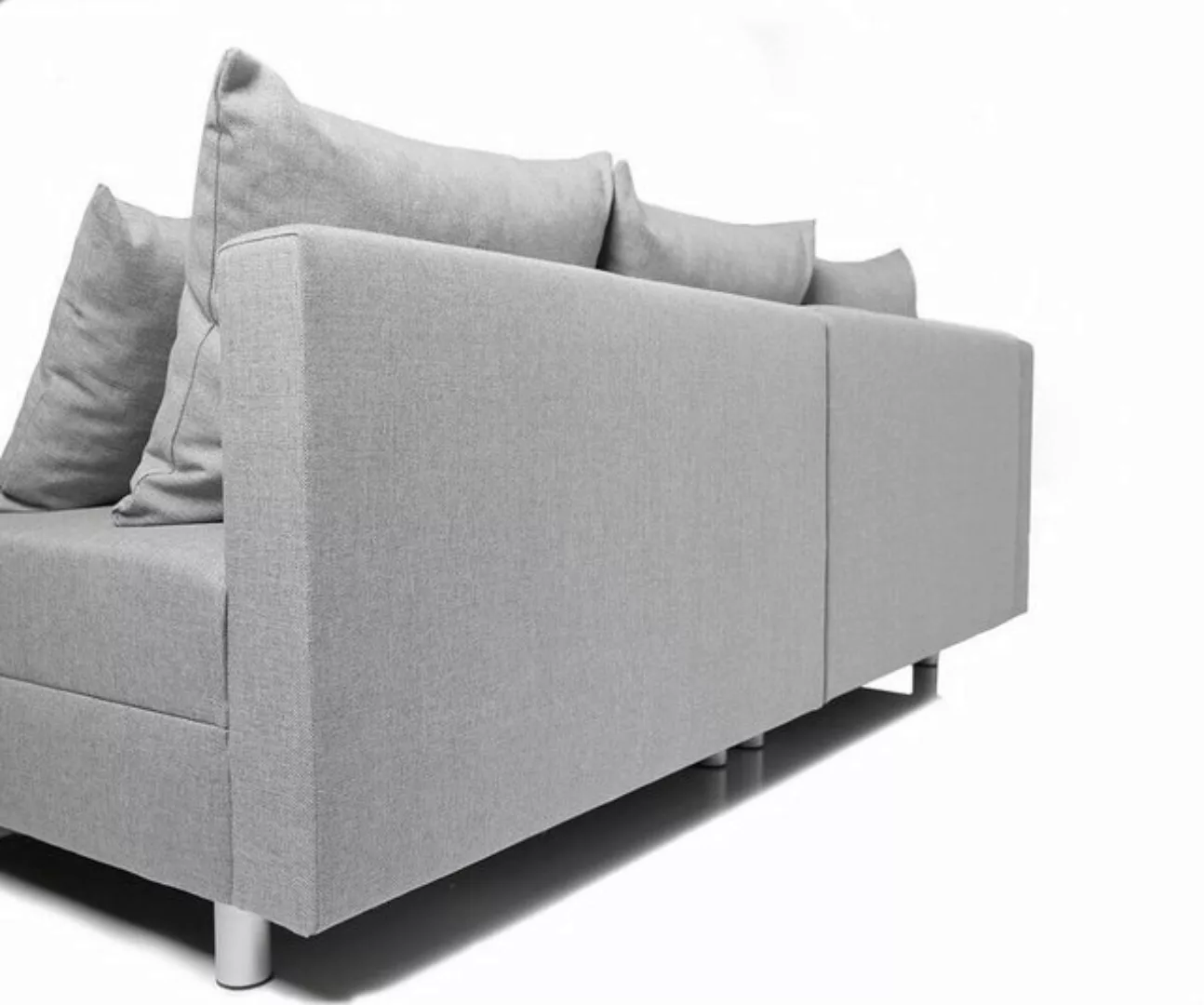 DELIFE Ecksofa Clovis, Grau Flachgewebe mit Armlehne Ottomane Links modular günstig online kaufen