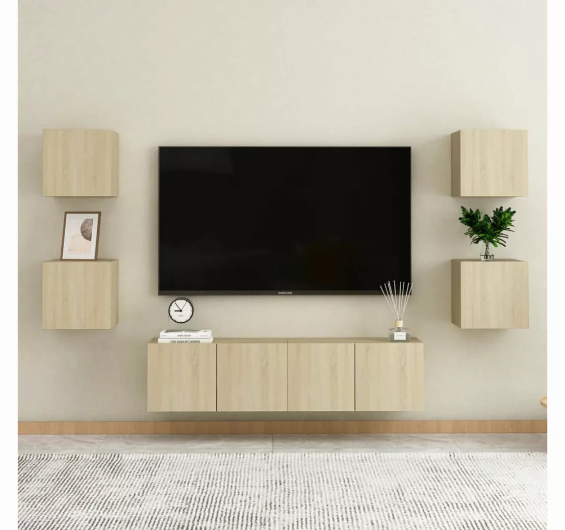 vidaXL TV-Schrank 6-tlg TV-Schrank-Set Sonoma Eiche Spanplatte TV-Konsole f günstig online kaufen