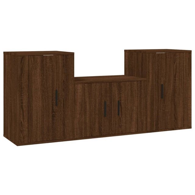 furnicato TV-Schrank 3-tlg. TV-Schrank-Set Braun Eichen-Optik Holzwerkstoff günstig online kaufen