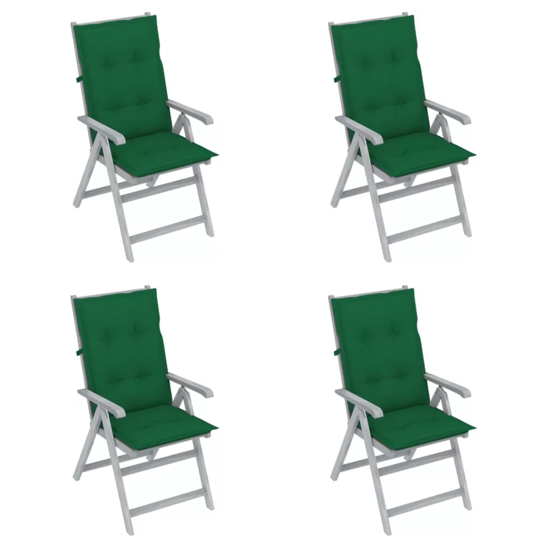 Verstellbare Gartenstühle 4 Stk. Mit Auflagen Massivholz Akazie günstig online kaufen