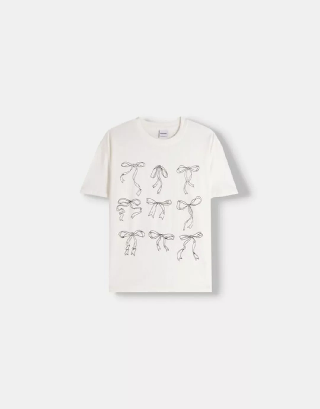 Bershka T-Shirt Mit Print Bskteen M Grbrochenes Weiss günstig online kaufen