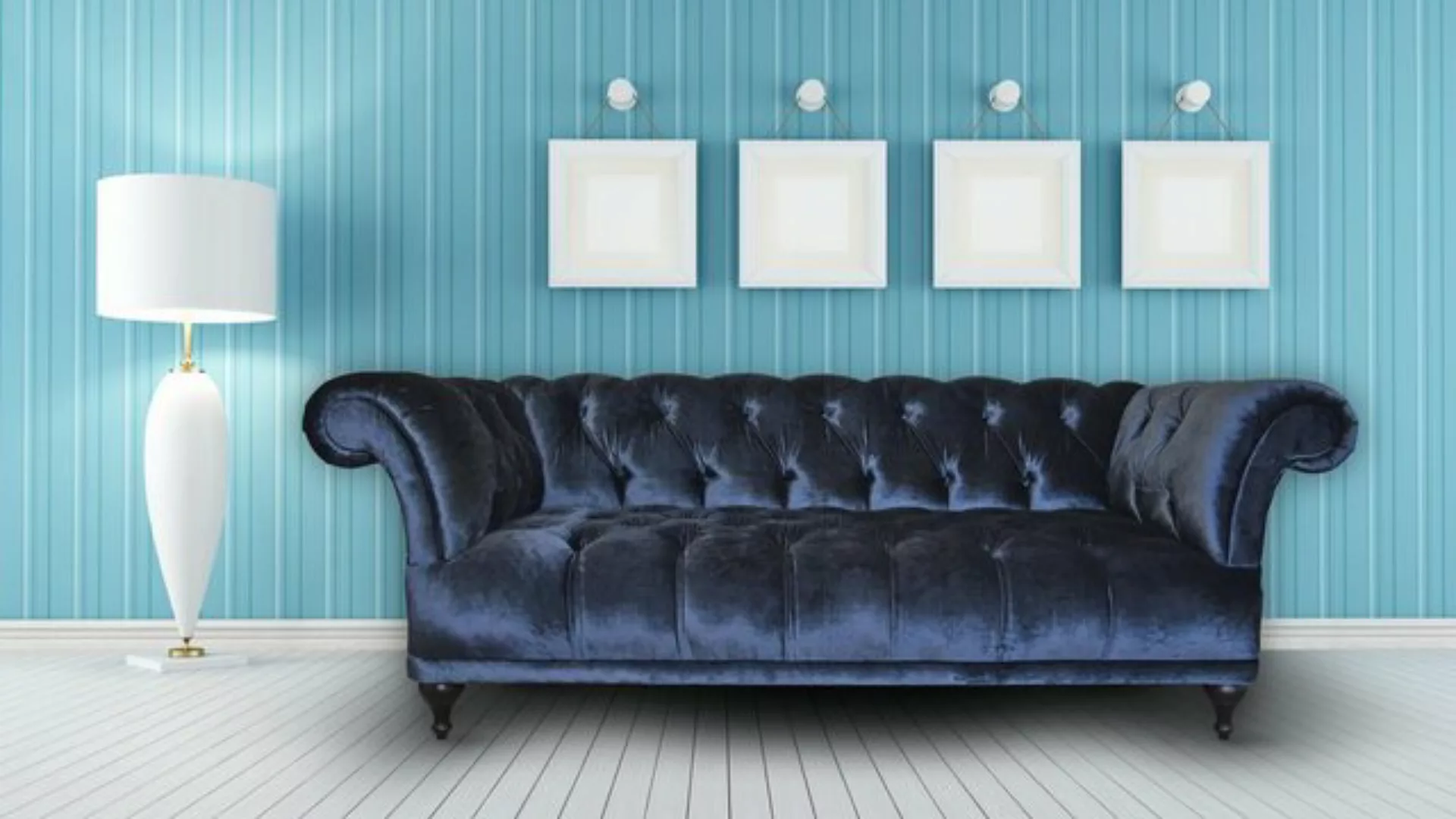 Xlmoebel 3-Sitzer Blau Chesterfield-Sofa Polster Designer Couch Textil, 1 T günstig online kaufen