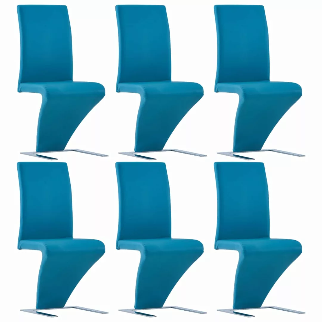 Esszimmerstühle In Zick-zack-form 6 Stk. Blau Kunstleder günstig online kaufen