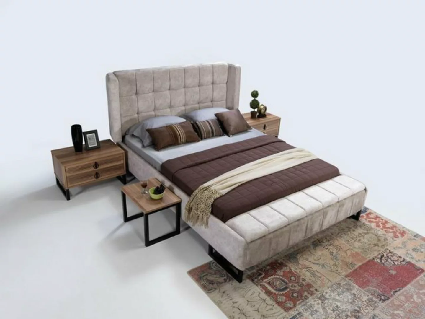 JVmoebel Bett Bett Doppelbett Möbel Einrichtung Schlafzimmer Design Stoff T günstig online kaufen