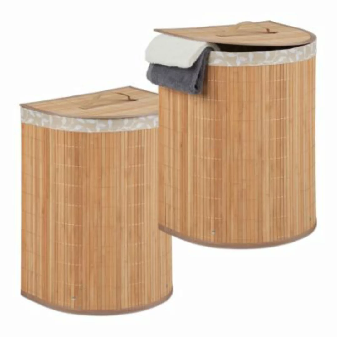 relaxdays 2 x Wäschekorb Bambus natur günstig online kaufen