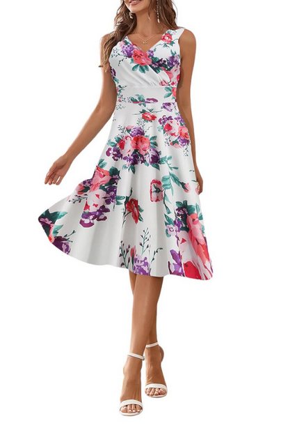 B.X Abendkleid Damen Freizeit Sommerkleid PartyKleid Gemustertes Kleid Druc günstig online kaufen