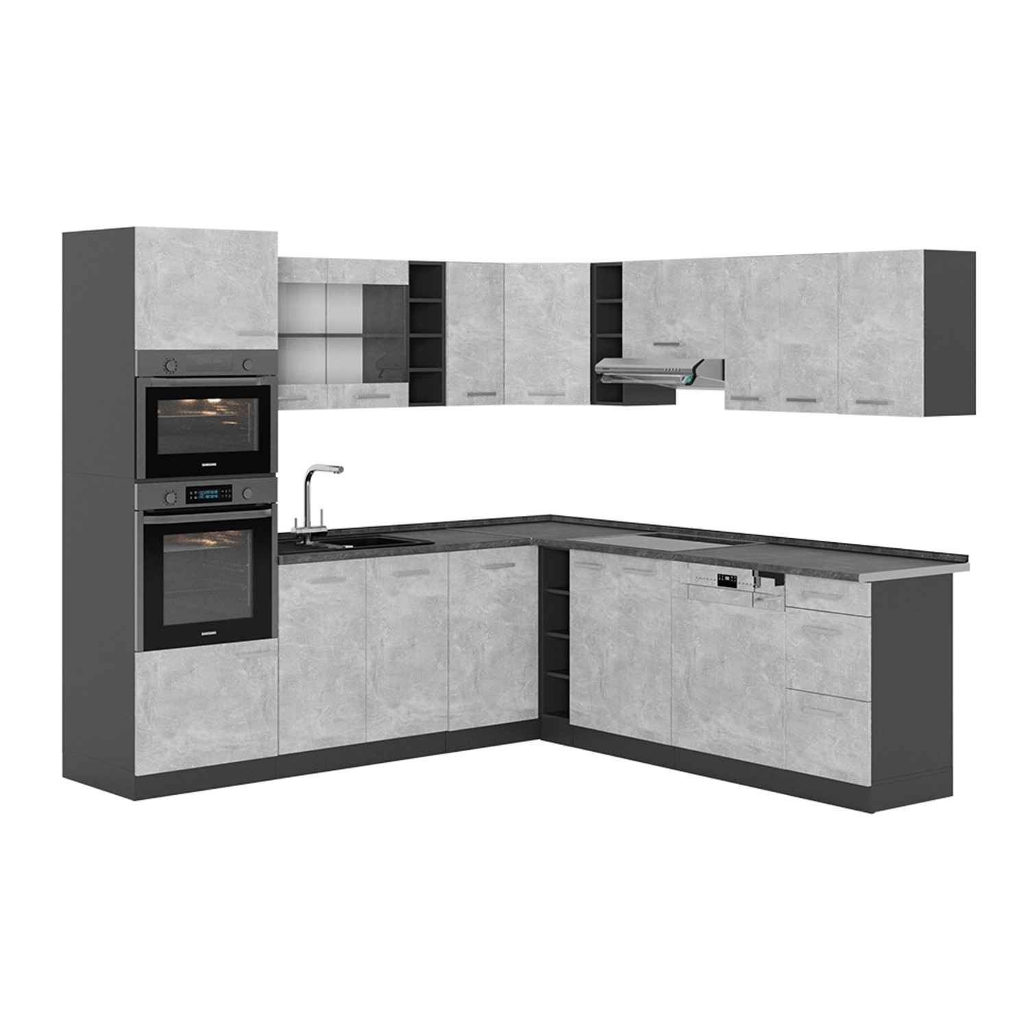 Vicco Winkelküche R-Line, Beton/Anthrazit, 237 x günstig online kaufen
