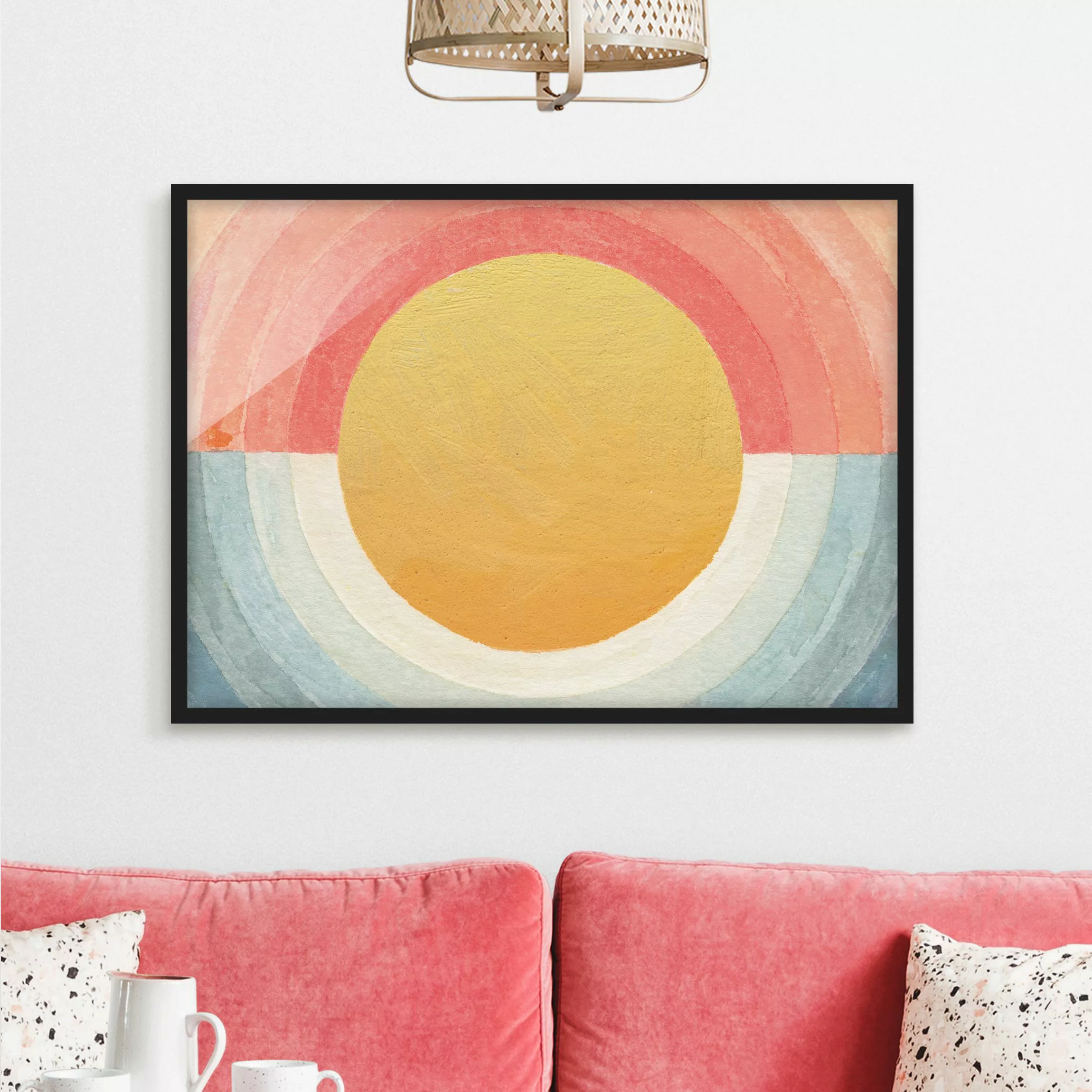 Bild mit Rahmen Sonne zwischen Himmel und Meer günstig online kaufen