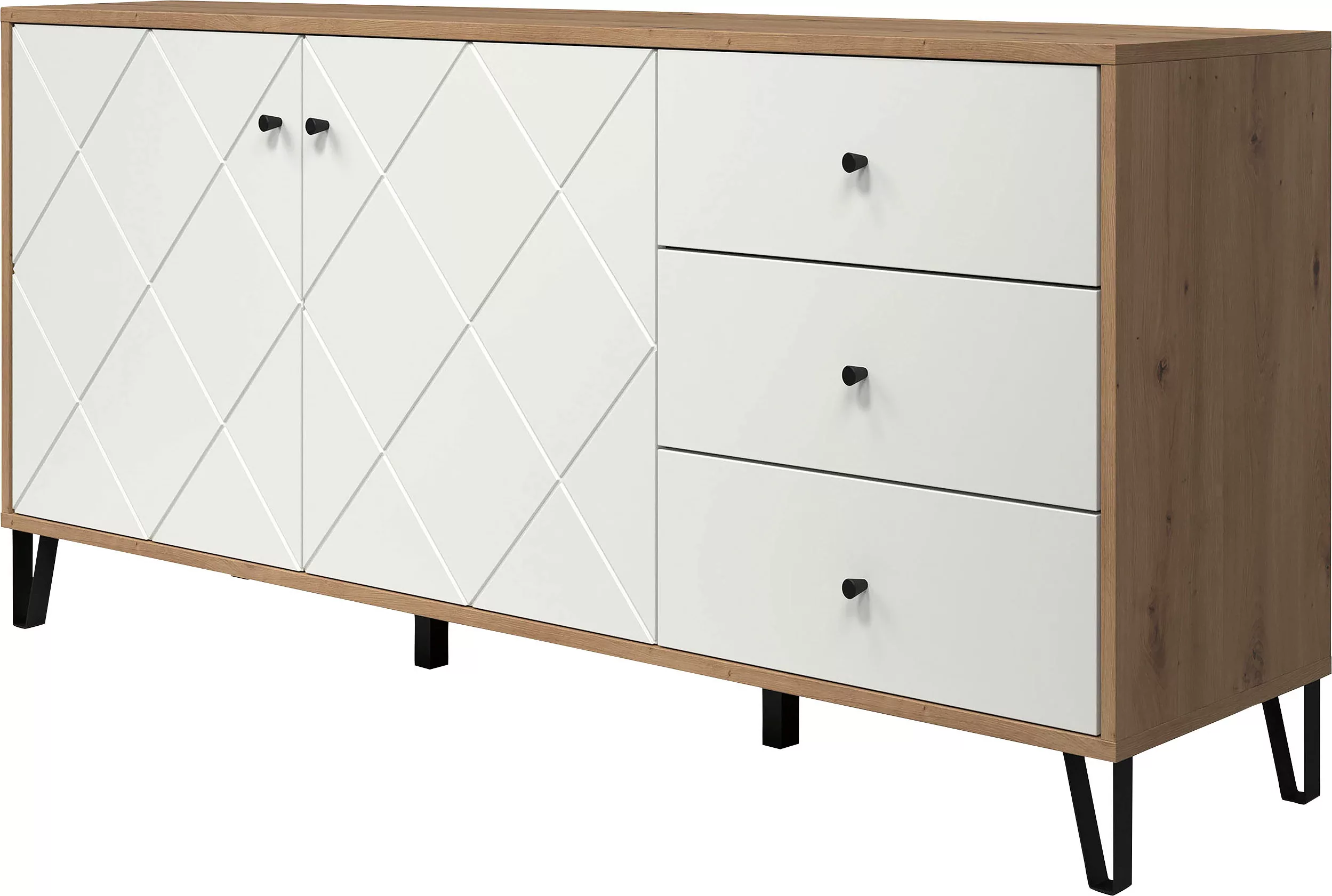 Places of Style Sideboard "Tarragona", Kommode, Fräsungen in Rautenoptik, B günstig online kaufen