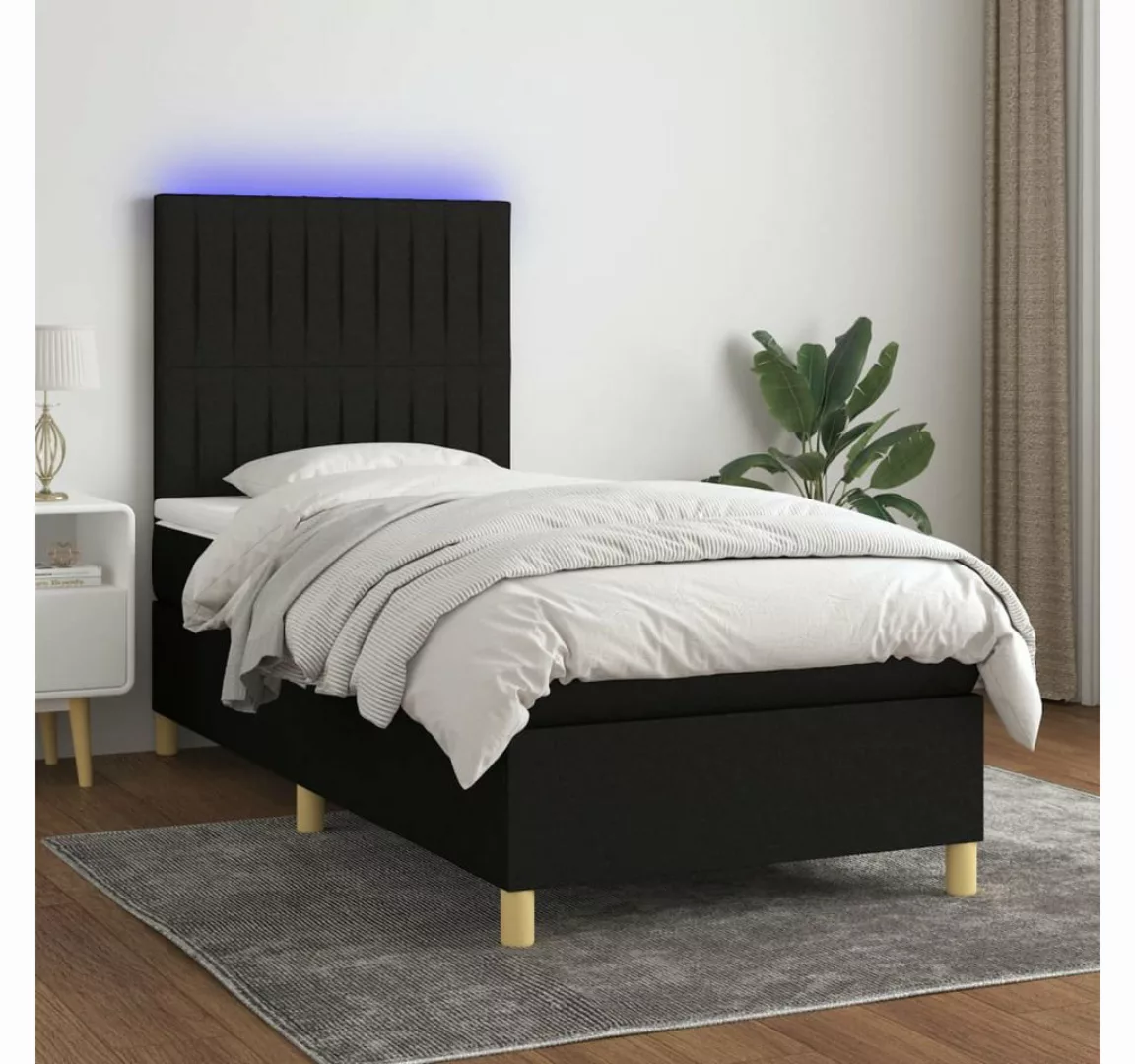 vidaXL Boxspringbett Bett Boxspringbett mit Matratze & Topper & LED (100 x günstig online kaufen