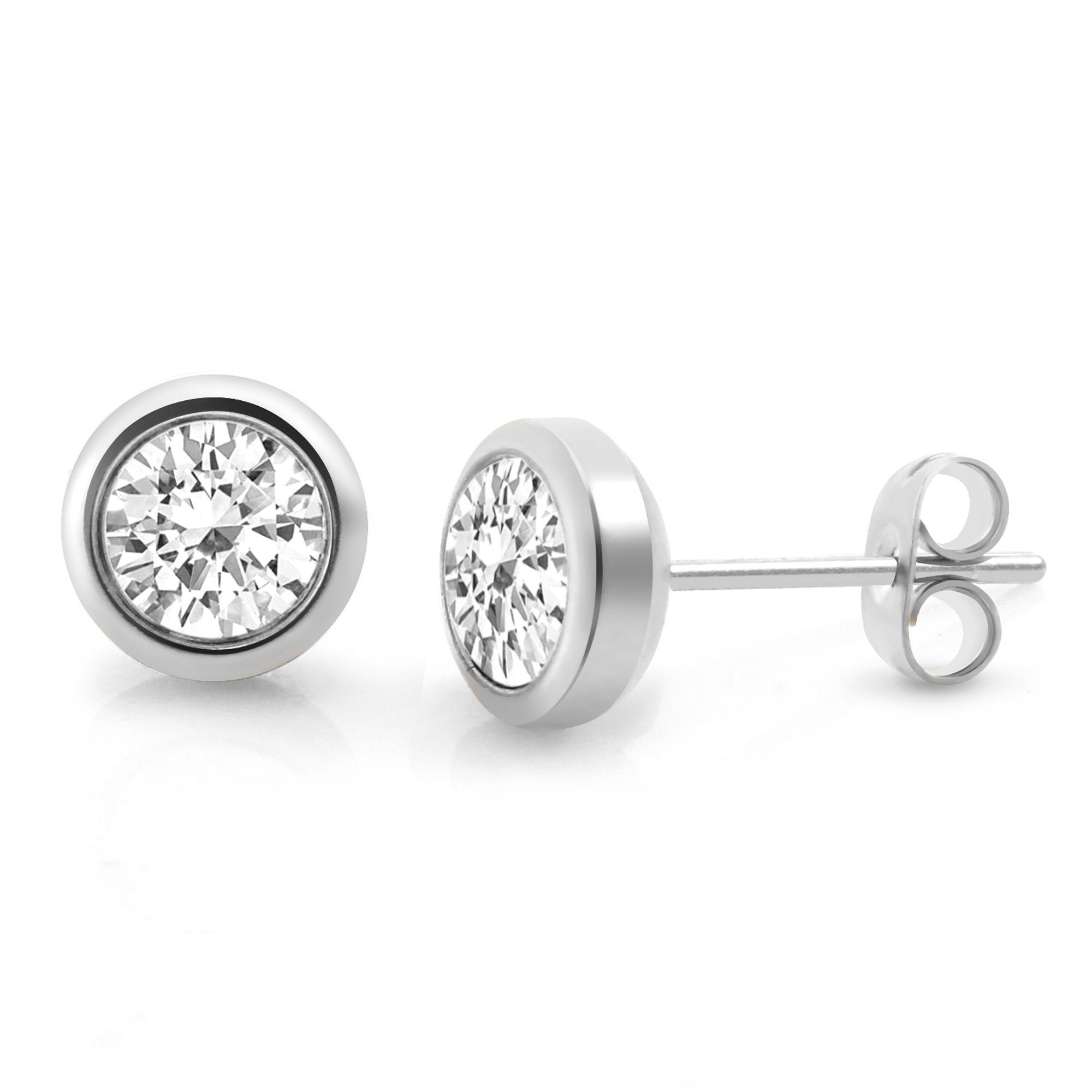 Zeeme Paar Ohrstecker "Edelstahl mit weißem Zirkonia 6mm" günstig online kaufen