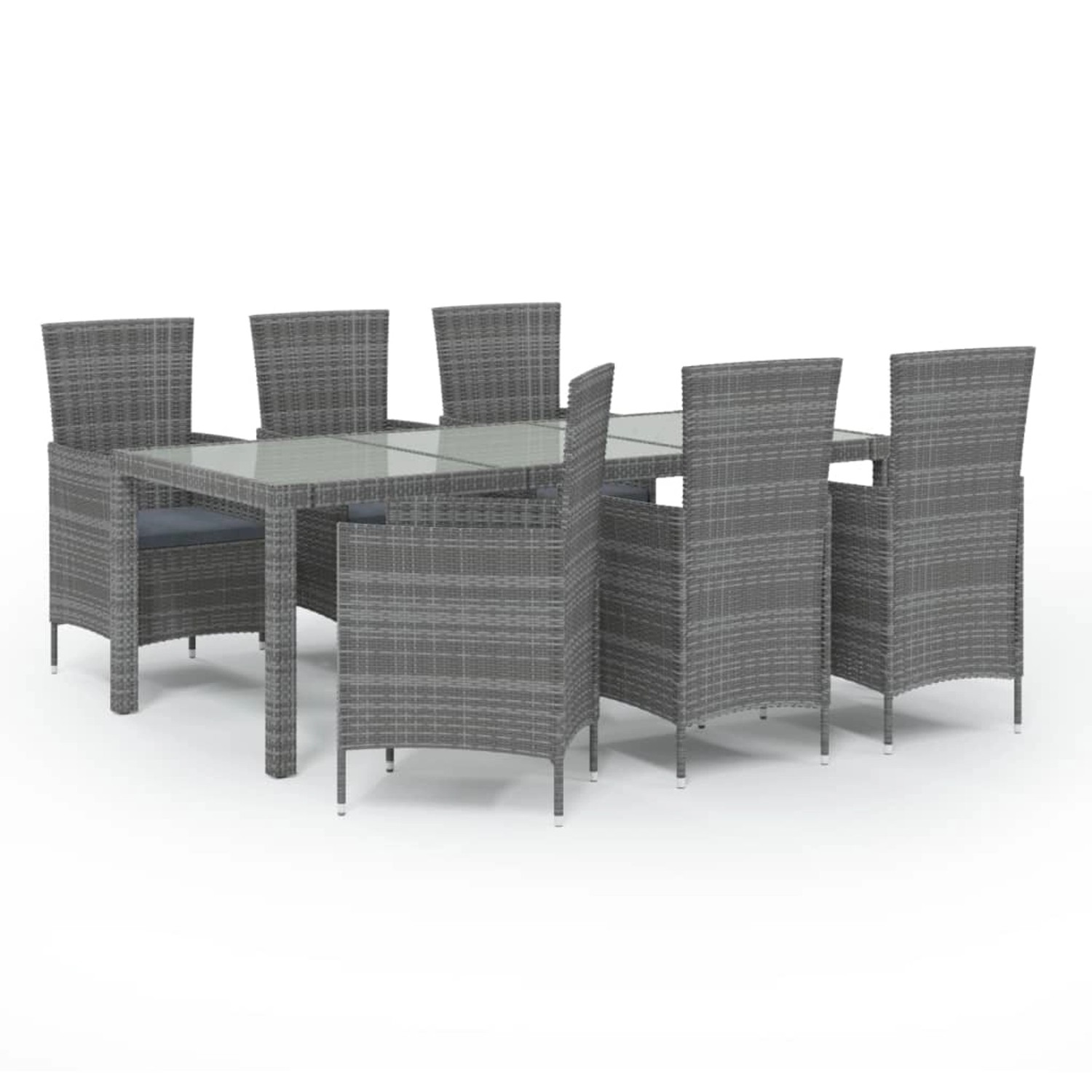 vidaXL 7-tlg Garten-Essgruppe mit Kissen Poly Rattan Grau Modell 11 günstig online kaufen