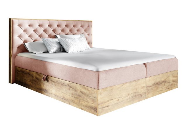 Furnix Boxspringbett TERRIE 120-200x200 Doppelbett Kombination aus Holz und günstig online kaufen