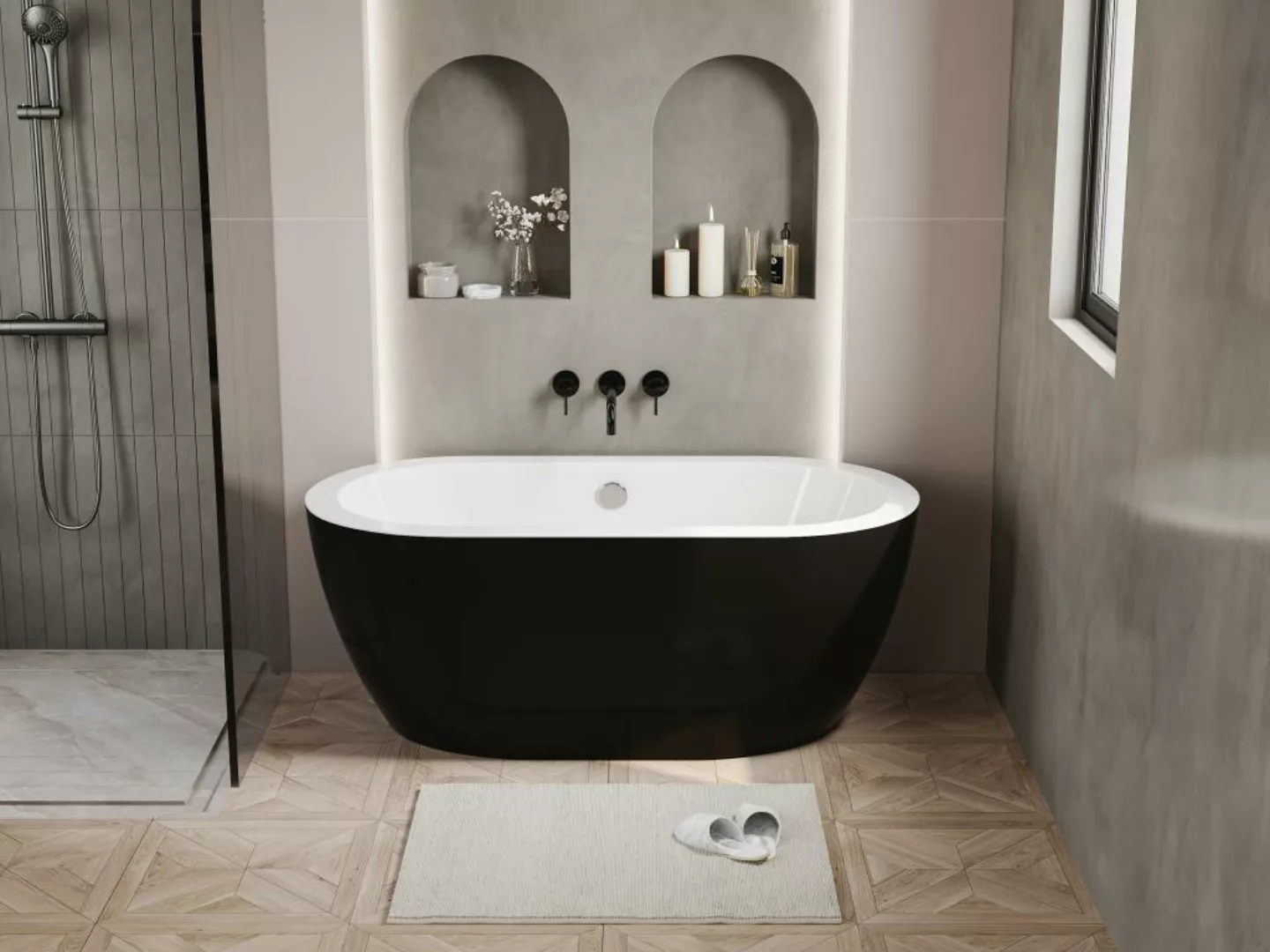 Freistehende Badewanne - 178 L - 149 x 75 x 58 cm - Schwarz glänzend - Acry günstig online kaufen