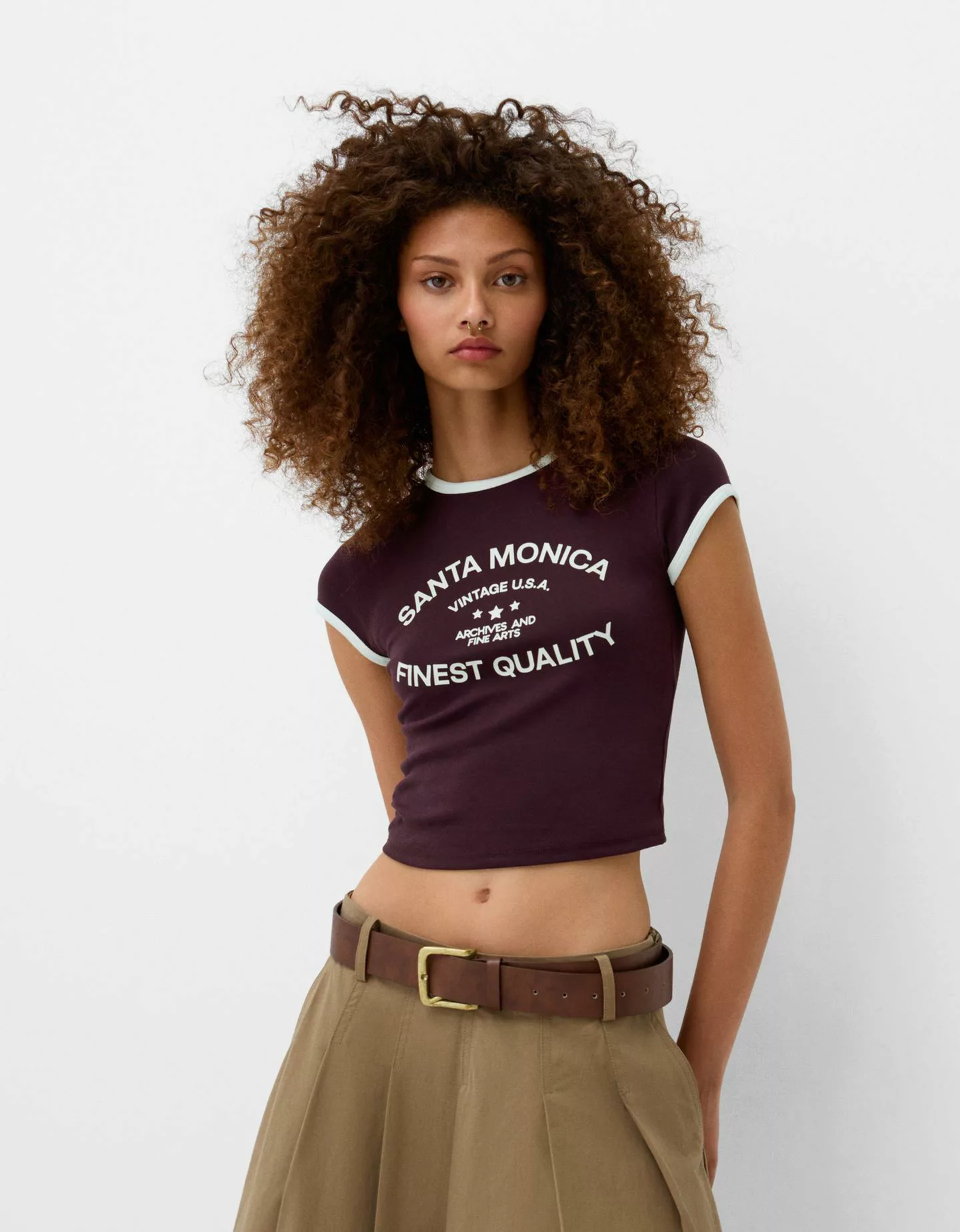 Bershka Kontrastfarbenes T-Shirt Damen Xs Violett günstig online kaufen