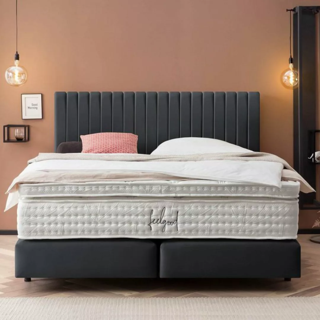 BettCo Boxspringbett Paris (200 x 200 cm, in Taupe Velours), Zeitloses-Desi günstig online kaufen