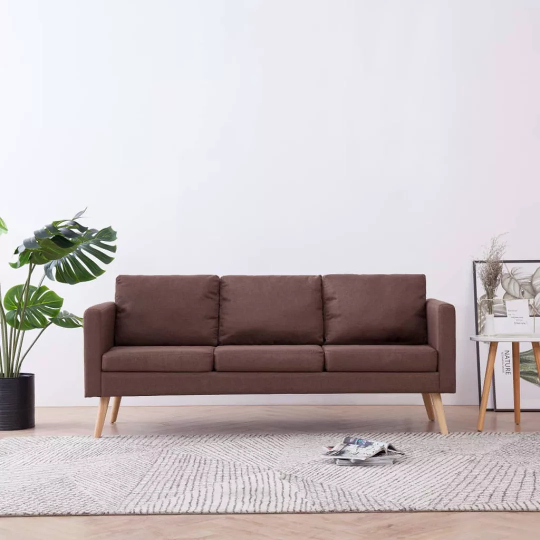 vidaXL Sofa 3-Sitzer-Sofa Stoff Braun Couch günstig online kaufen